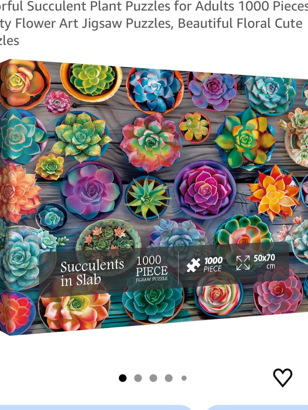 “Succulents in Slab” Multicolor Jigsaw Puzzle - Vibrant Floral 1000-Piece